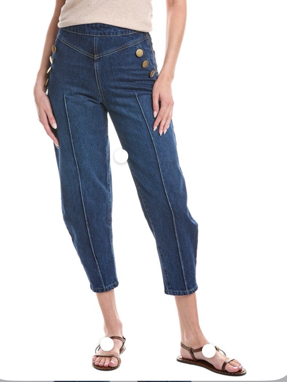 House of Harlow 1960 Dark Blue Cropped High-Waist Barrel Jeans